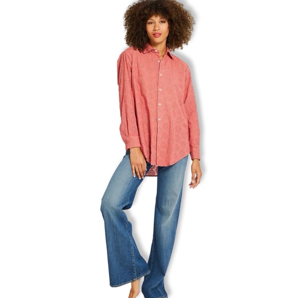 Mille Resort Travel Shirt Size XS Pink Eyelet Sofia Top Longsleeve - Picture 2 of 11